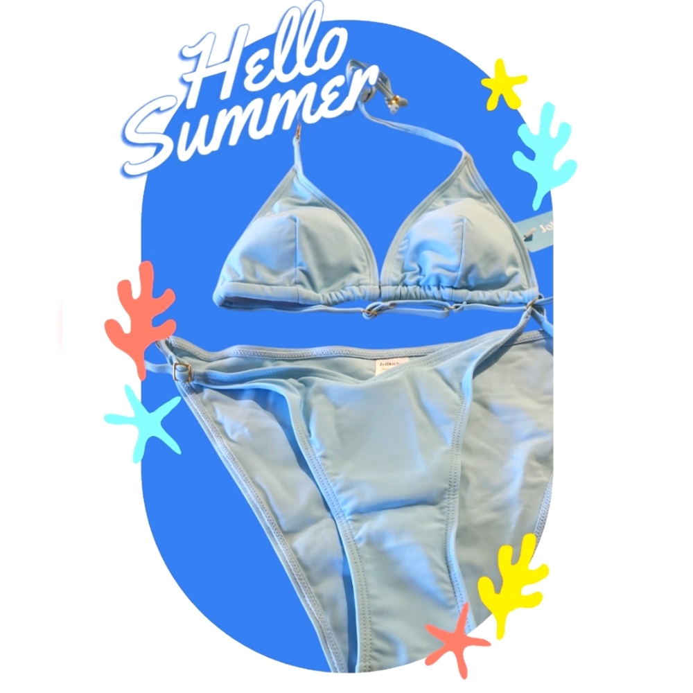 Women's swimsuit with removable padded bras, adjustable blue only‎ L sexy